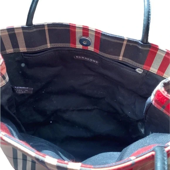 Vintage Burberry Nova Check Red Canvas Tote Bag - Picture 10 of 14